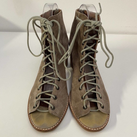 Jeffrey Campbell Cors Lace Up Bootie Sandal Gray Suede Corset Block Heel… - Picture 4 of 10